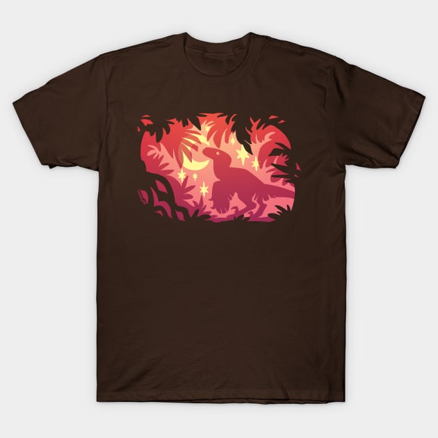 Stargazing Dino (Red Variant) T-Shirt by KiRAWRa